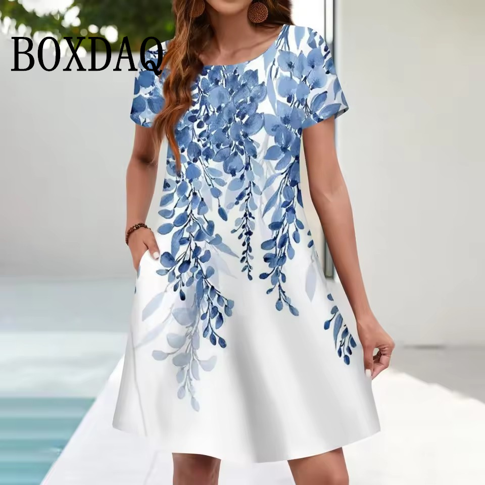 Romper Floral Print - Damska sukienka plażowa Boho Sukienka z