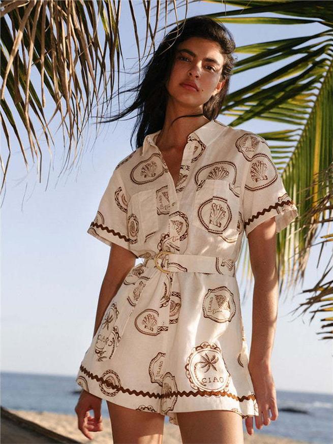 Linen Dress Wrap - Elegancka lniana sukienka z kwiatowym nadrukiem,