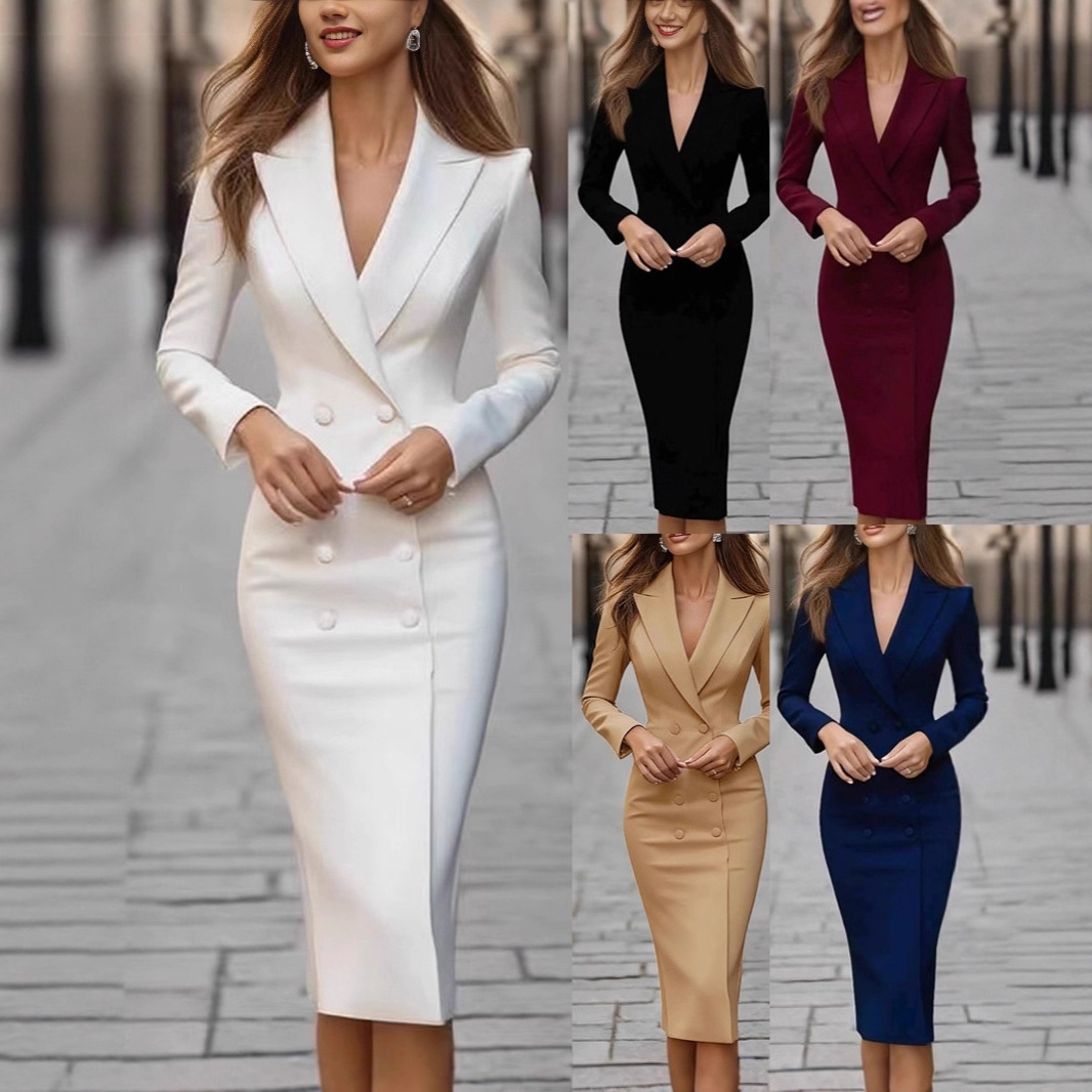 Linen Dress Wrap - Elegancka sukienka na imprezę w jednolitym